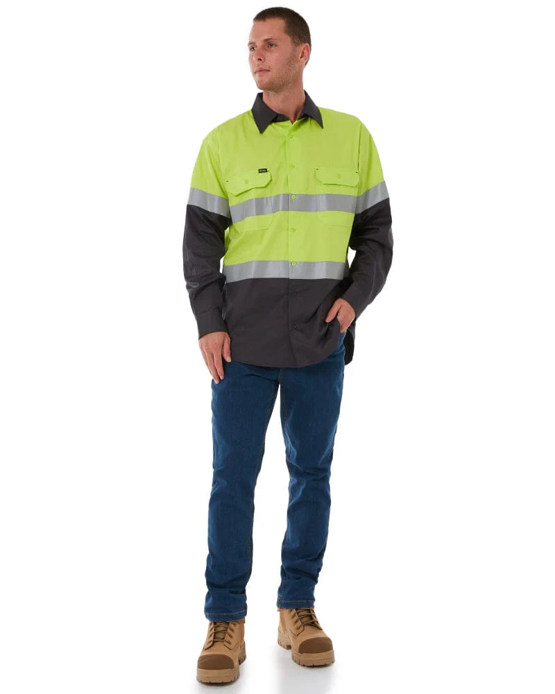Taped Hi Vis Cool Lightweight LS Shirt - Lime/Charcoal