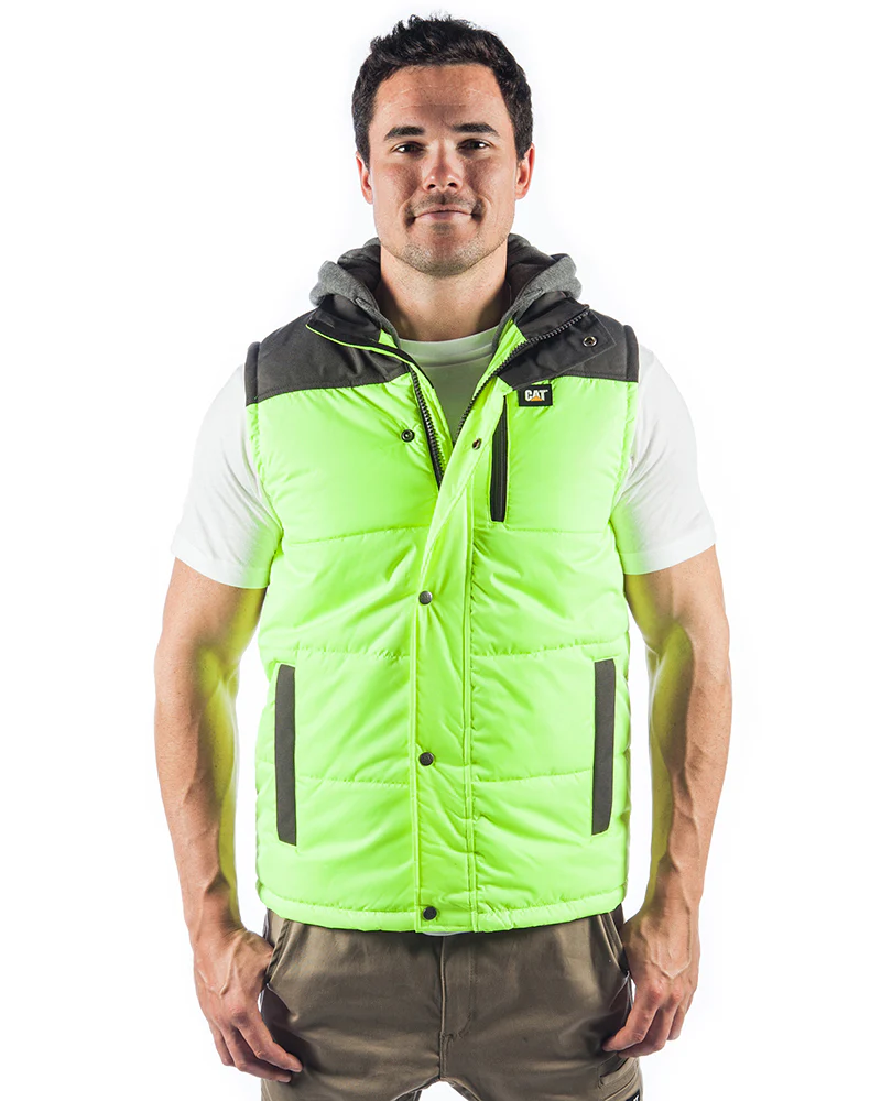 Hi Vis Hooded Work Vest - Yellow