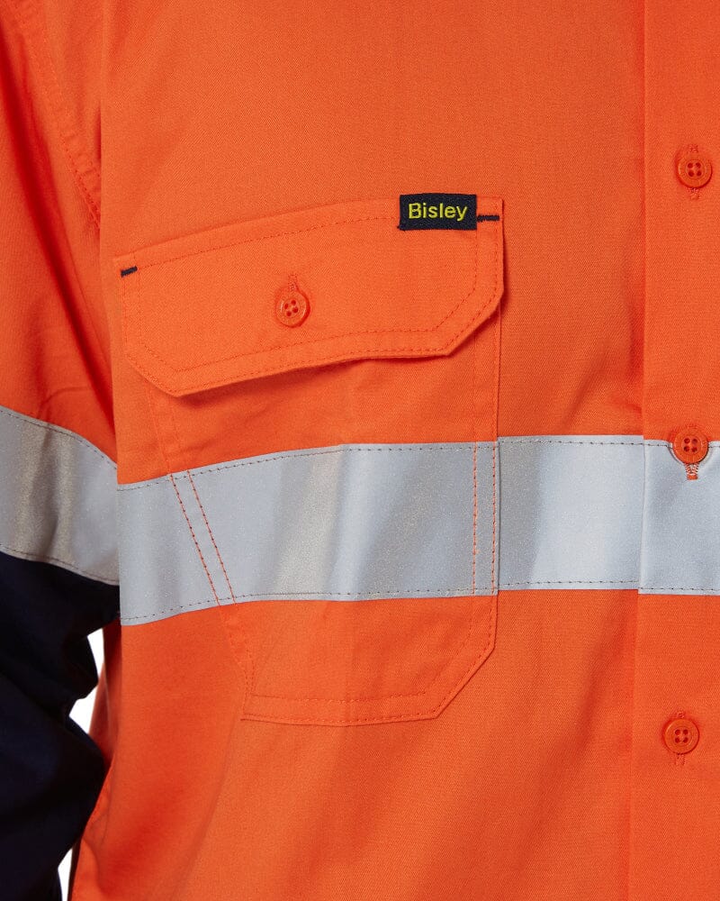 Taped Hi Vis Cool Lightweight LS Shirt - Orange/Navy