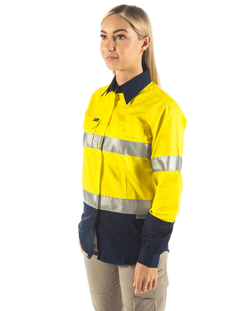 3M Taped Hi Vis Cool Lightweight LS Shirt - Yellow/Navy
