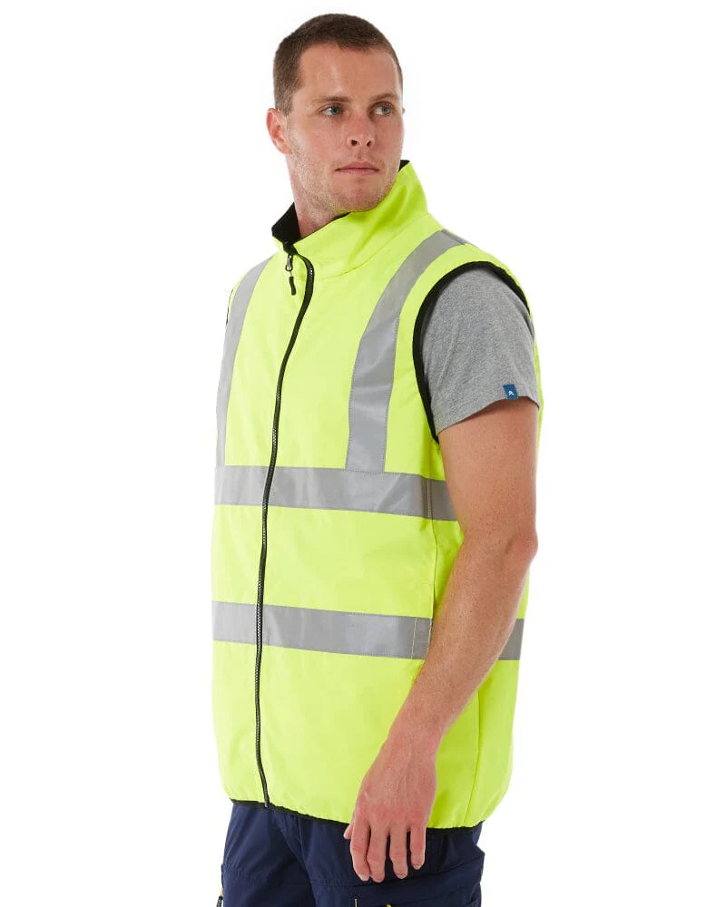 Taped Hi Vis Reversible Puffer Vest - Yellow