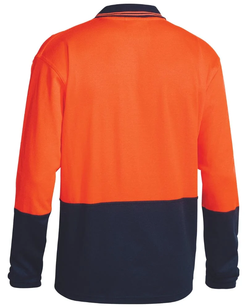 Hi Vis Long Sleeve Polo Shirt - Orange/Navy