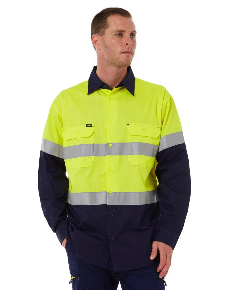 Taped Hi Vis Cool Lightweight LS Shirt - Yellow/Navy