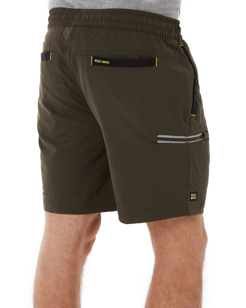 Flex and Move Tradie 4 Way Stretch Elastic Waist Cargo Short - Green