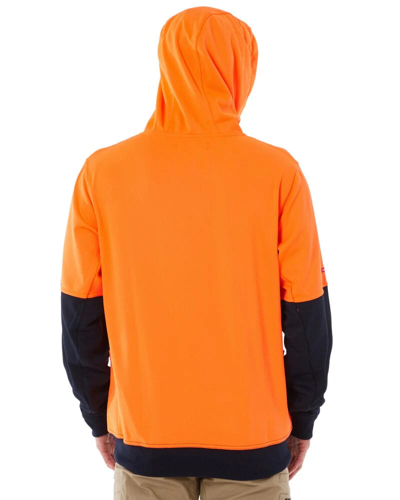 Brushed Fleece Hoodie - Orange/Navy