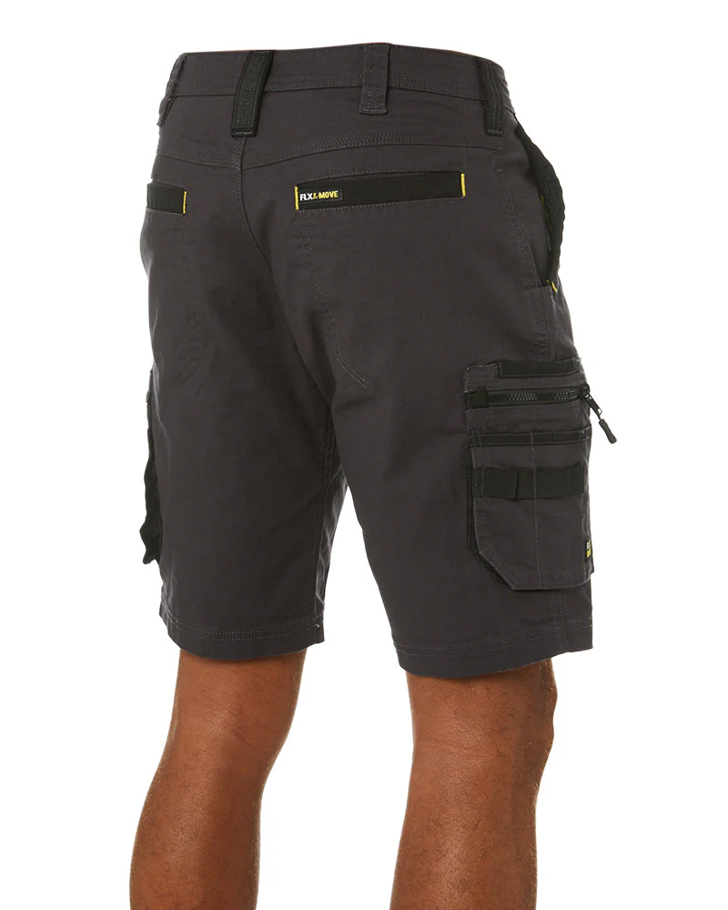 Flex and Move Stretch Canvas Utility Zip Cargo Short - Charcoal