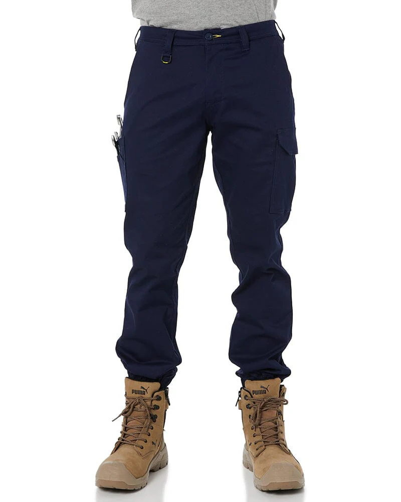 Tradies Stretch Cotton Drill Cargo Cuffed Pants 2 Value Pack - Navy