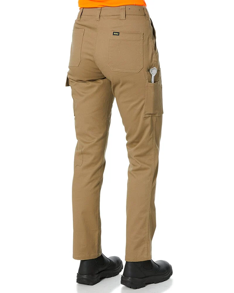 Womens Stretch Cotton Cargo Pants - Khaki