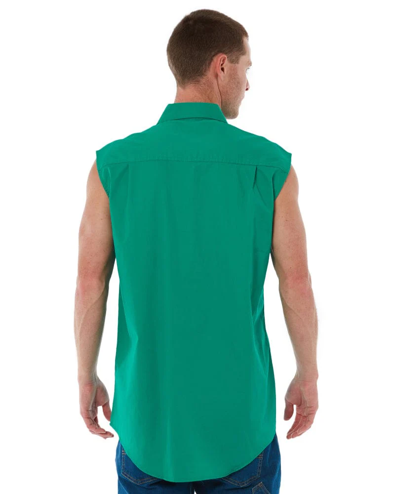 Closed Front Sleeveless Shirt - Kelly Green