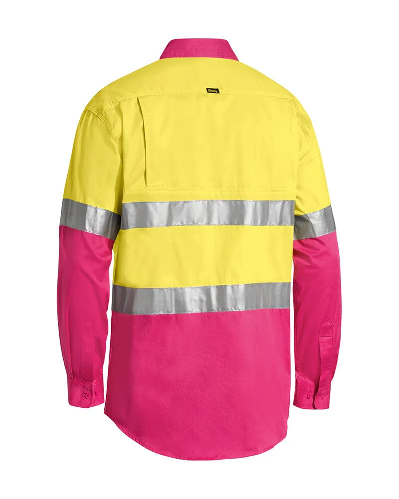 Taped Hi Vis Cool Lightweight LS Shirt - Yellow/Pink