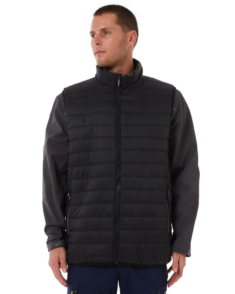 Taped Hi Vis Reversible Puffer Vest - Yellow