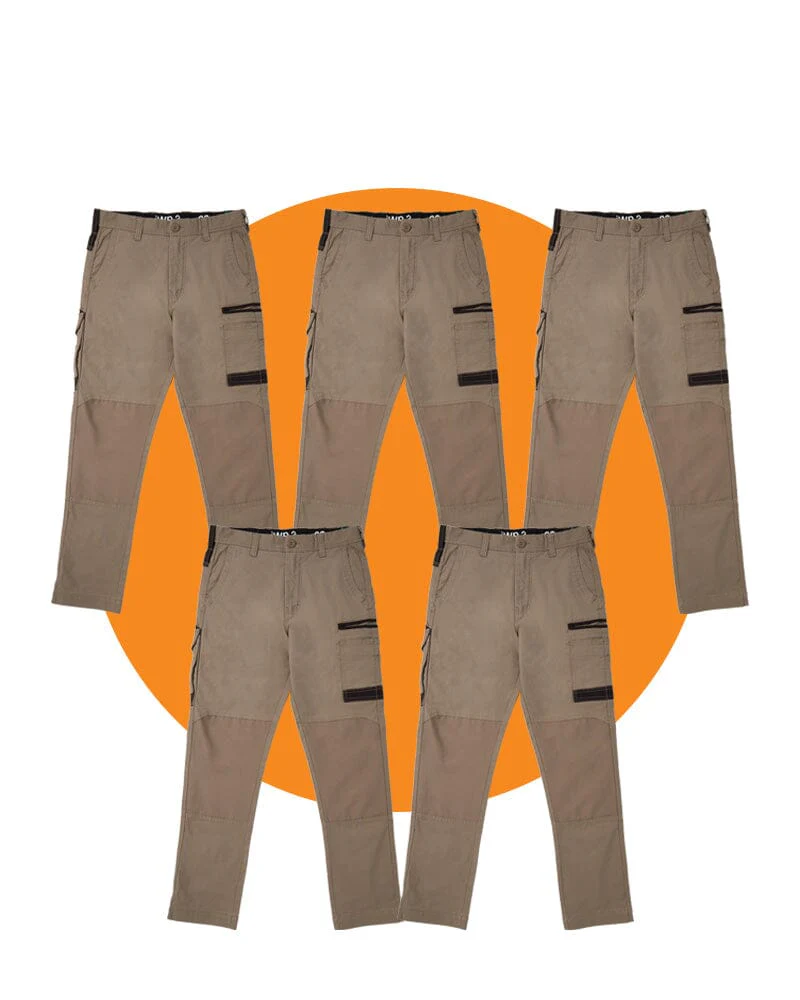 Tradies WP-3 Stretch Work Pants 5 Value Pack - Khaki