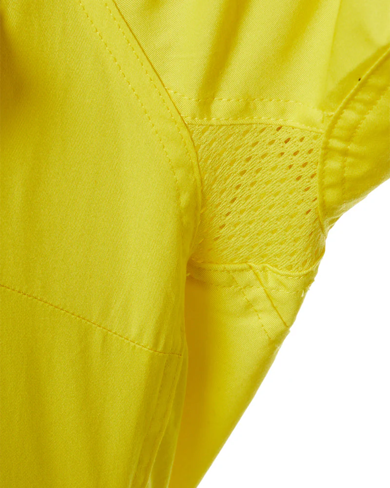 Womens Hi Vis Cool Lightweight LS Drill Shirt - Yellow/Navy