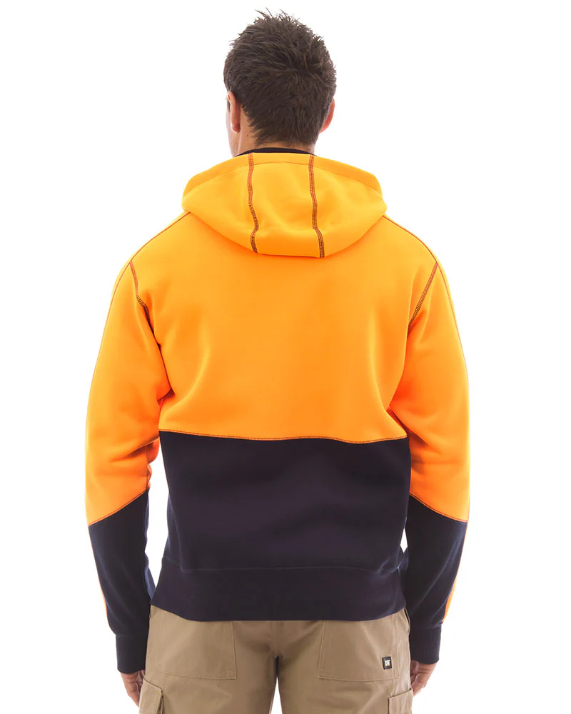 Hi Vis Fleece Hoodie - Orange/Navy