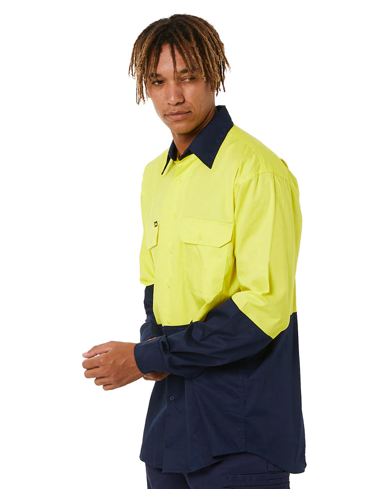 Cool Lightweight Drill Shirt LS - Yellow/Navy