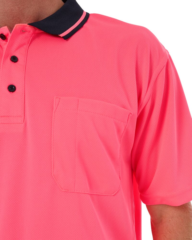 Hi Vis Non Cuff Traditional Polo - Pink/Navy