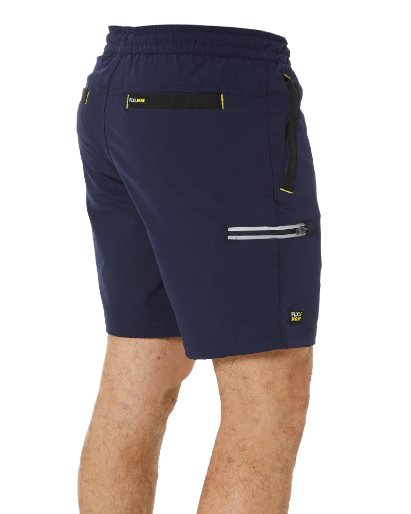 Flex and Move Tradie 4 Way Stretch Elastic Waist Cargo Short - Navy