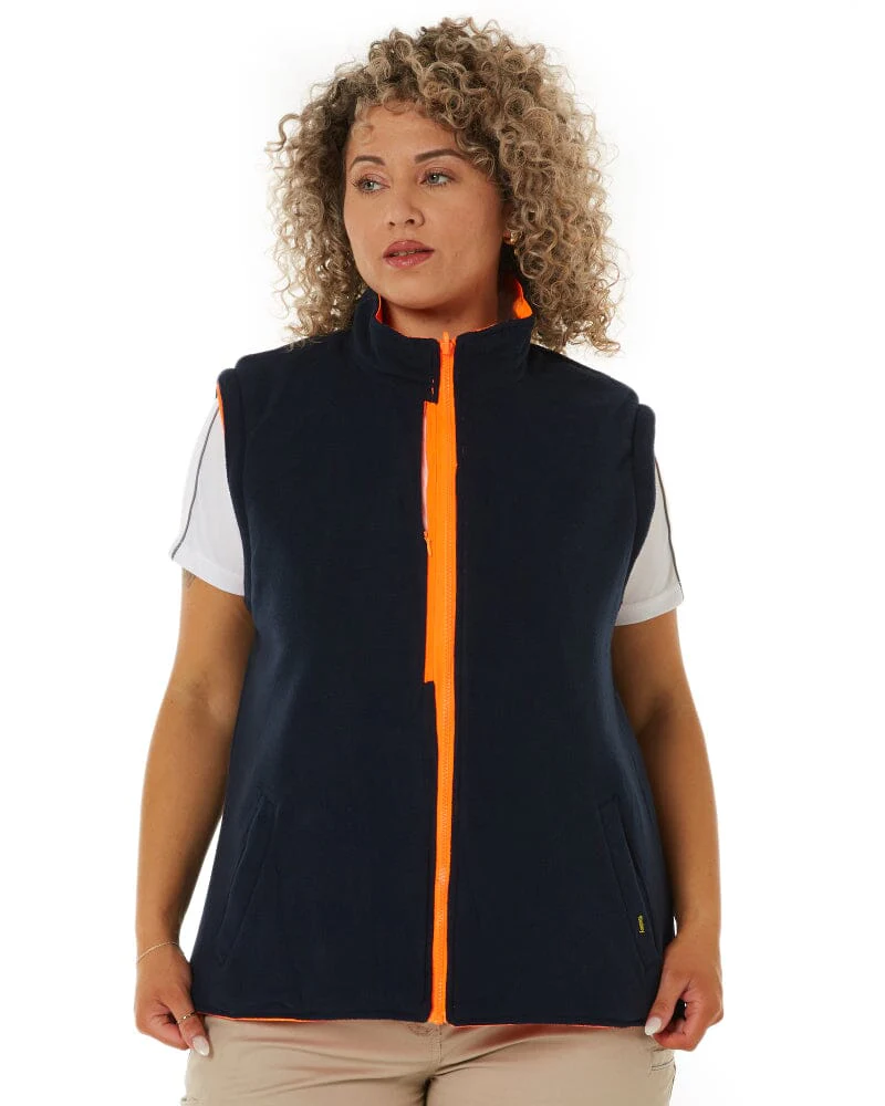 Womens Taped Hi Vis 5 In 1 Rain Jacket - Orange/Navy