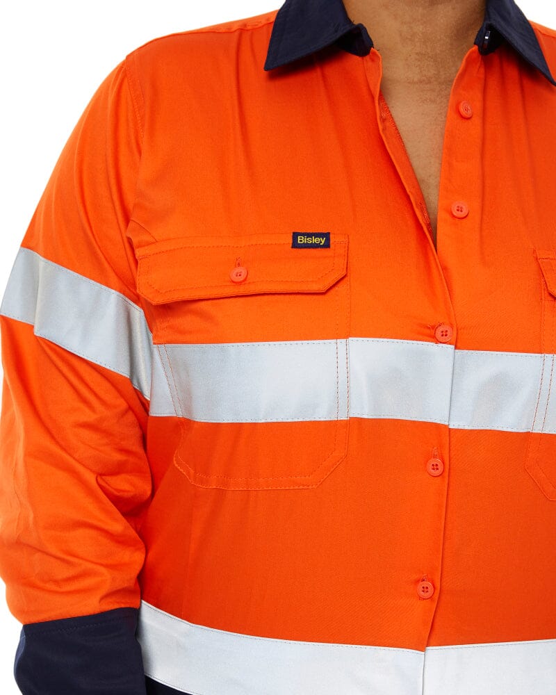 3M Taped Hi Vis Cool Lightweight LS Shirt - Orange/Navy
