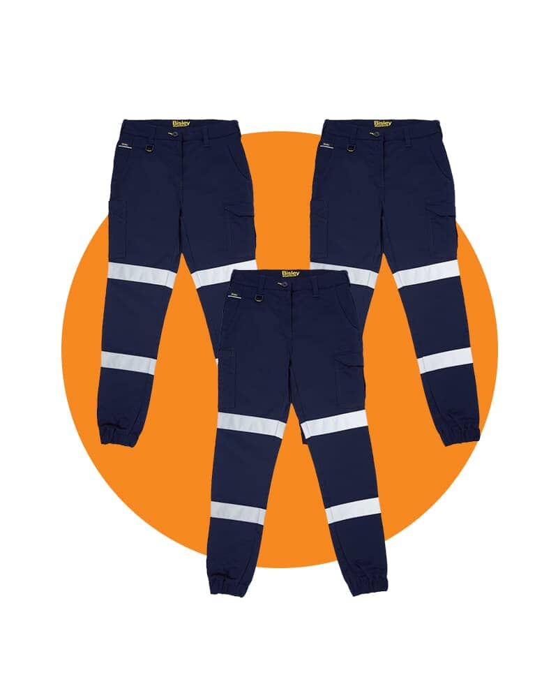 Tradies Women's Taped Mid Rise Stretch Cotton Pants Value Pack - Navy