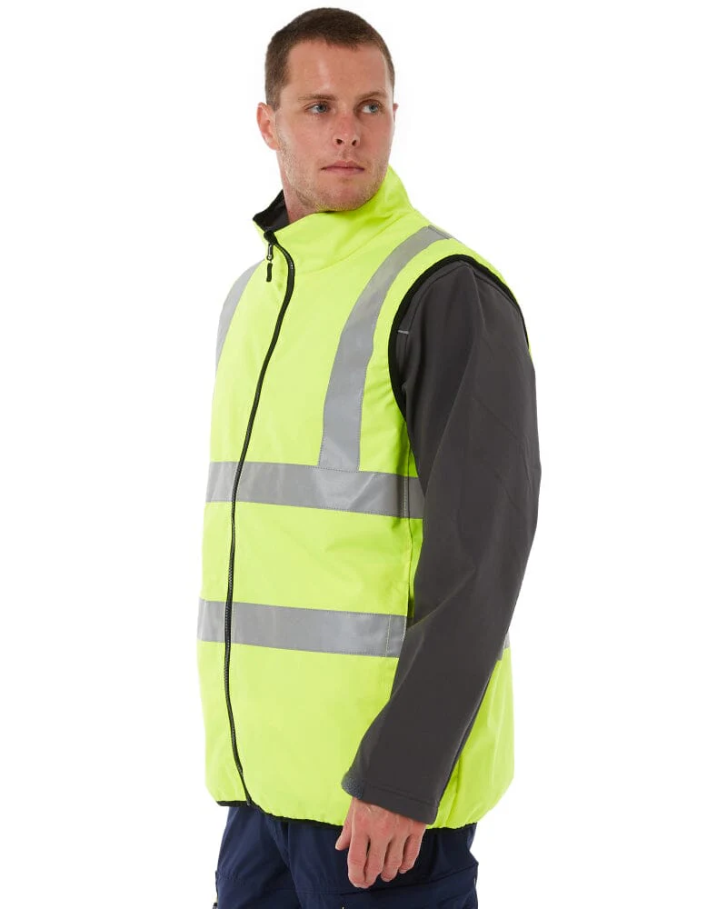 Taped Hi Vis Reversible Puffer Vest - Yellow