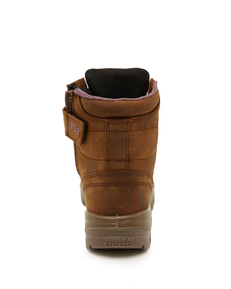 Ladies Argyle Zip Scuff Cap Waterproof Safety Boot - Distressed Brown