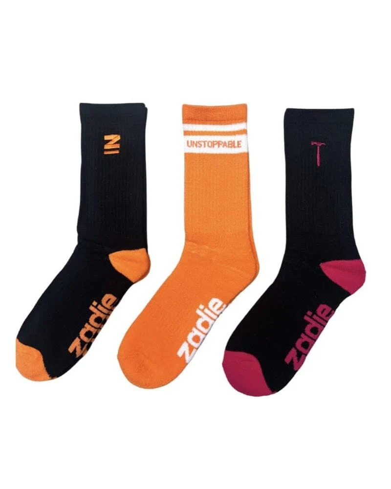 Womens 3 Pack Bamboo Socks - Black/Orange/Pink