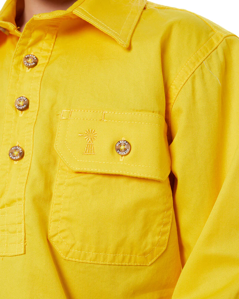Kids Closed Front Shirt LS - Lemon