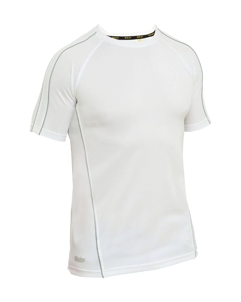 Cool Mesh Tee With Reflective Piping - White