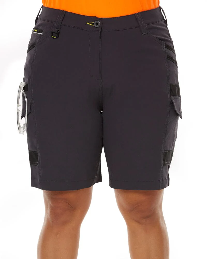 Womens Flex and Move 4 Way Stretch Zip Cargo Short - Charcoal