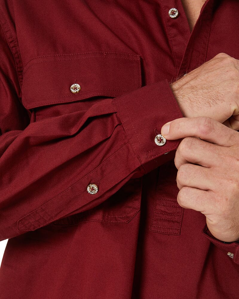 Closed Front Cotton Twill Shirt LS - Ochre