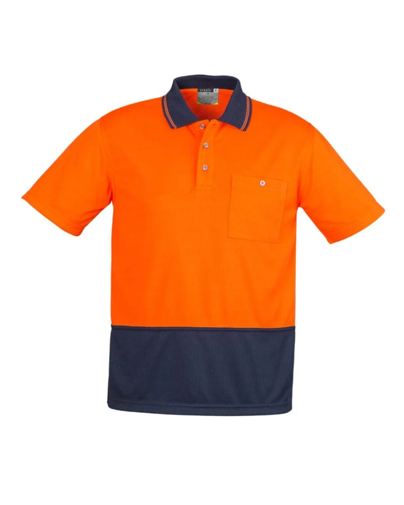 Hi Vis Basic Short Sleeve Polo - Orange/Navy