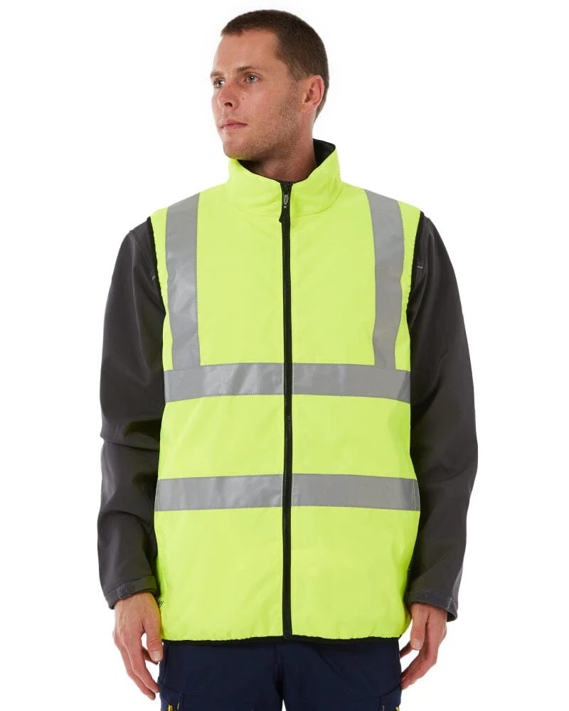Taped Hi Vis Reversible Puffer Vest - Yellow