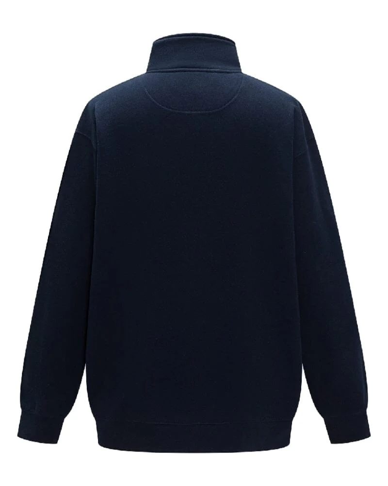 Womens Classic Zipper Fleece Pullover - French Navy