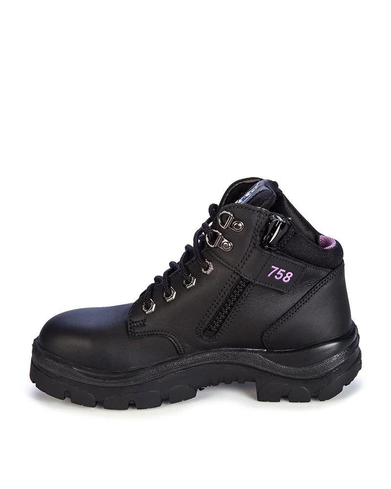 Ladies Parkes Zip Side Safety Boot - Black