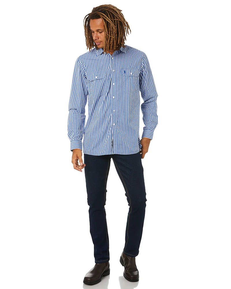 Checked LS Shirt - Blue/White