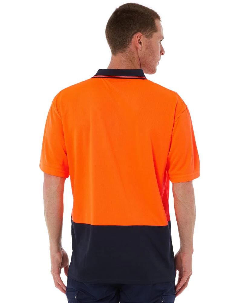 Hi Vis Basic Short Sleeve Polo - Orange/Navy