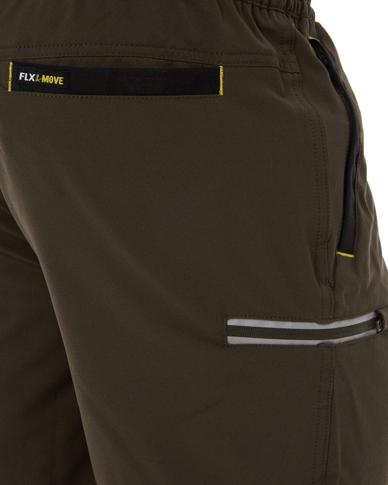 Flex and Move Tradie 4 Way Stretch Elastic Waist Cargo Short - Green