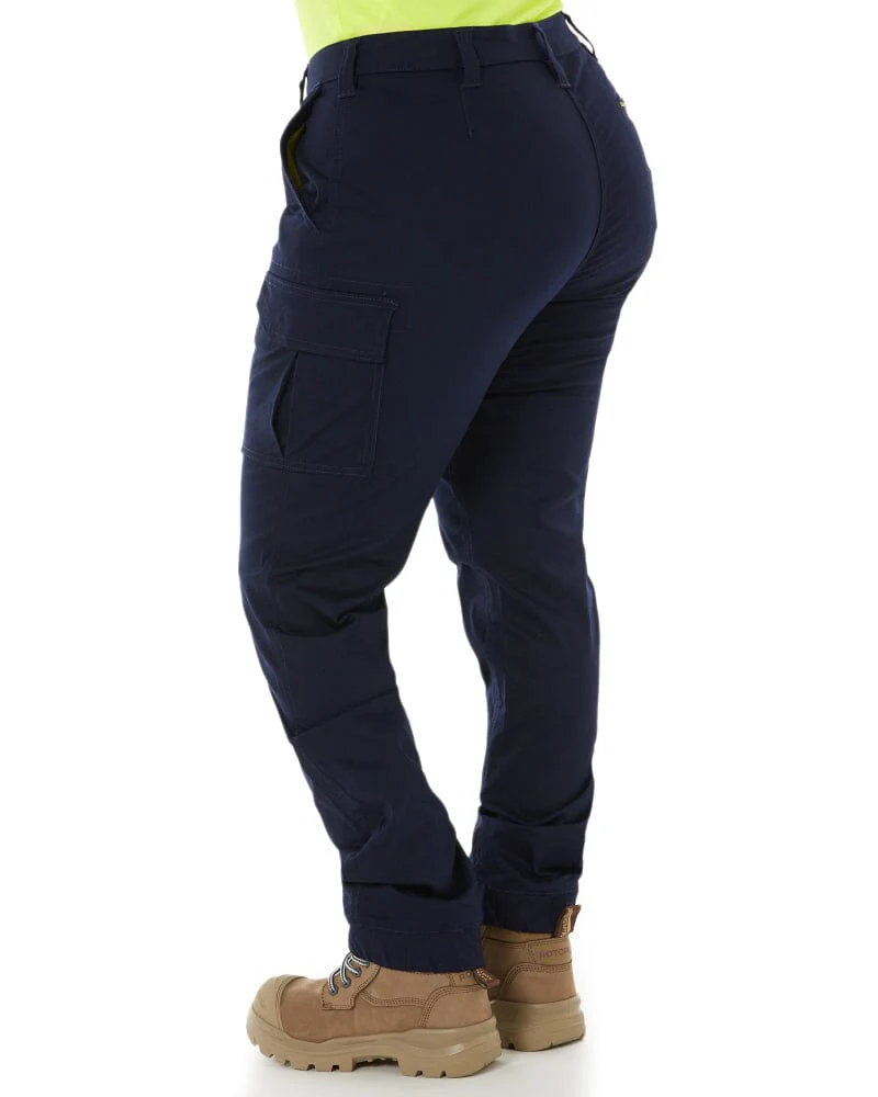 Womens Cotton Cargo Cuffed Pants - Navy