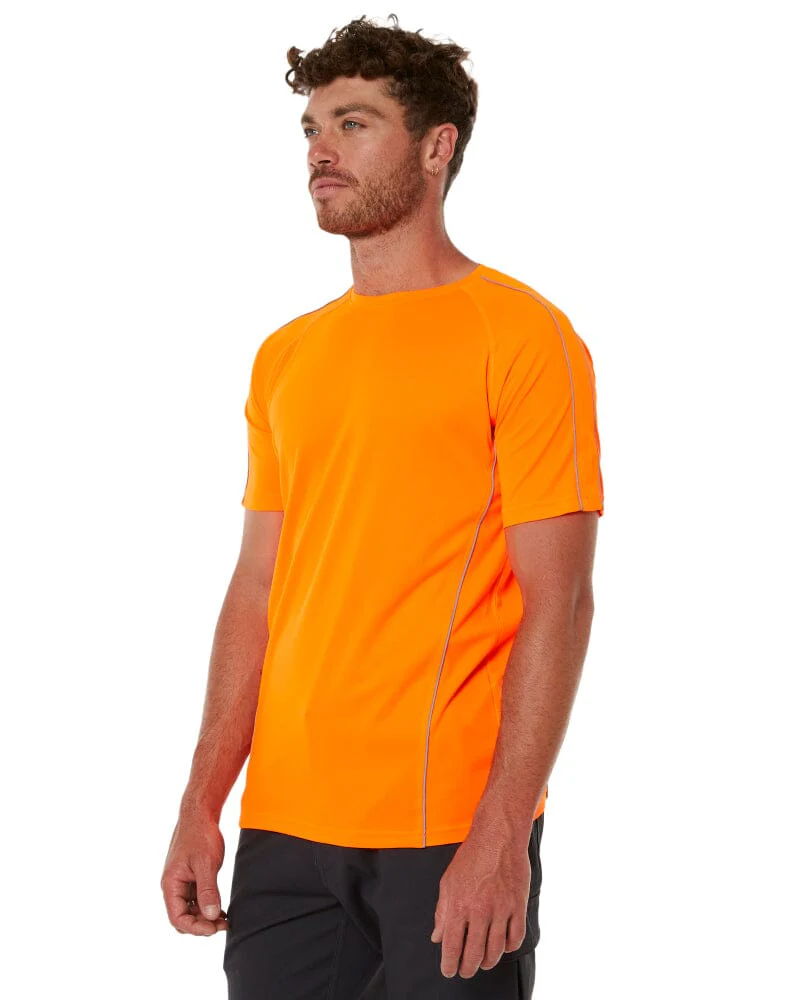 Cool Mesh Tee With Reflective Piping - Hi Vis Orange