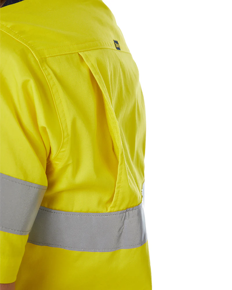 Womens Hi Vis Cool Lightweight SS Shirt with Tape - Yellow/Navy