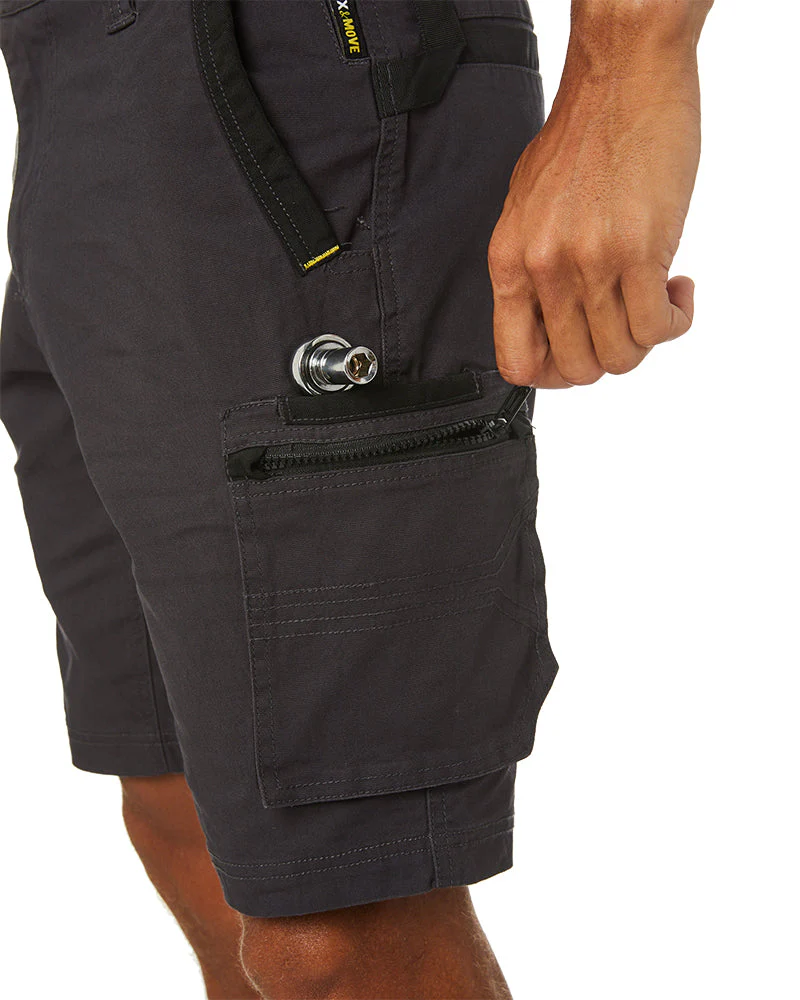 Flex and Move Stretch Canvas Utility Zip Cargo Short - Charcoal