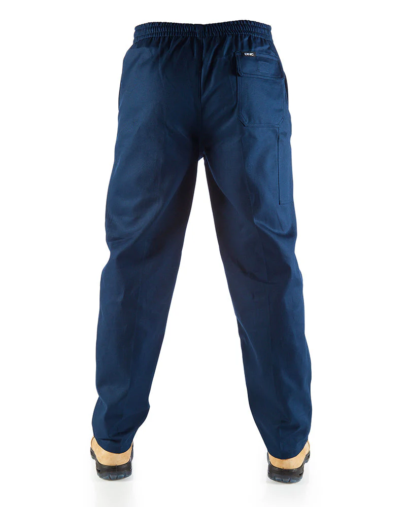 Drill Elastic Waist Pants - Navy