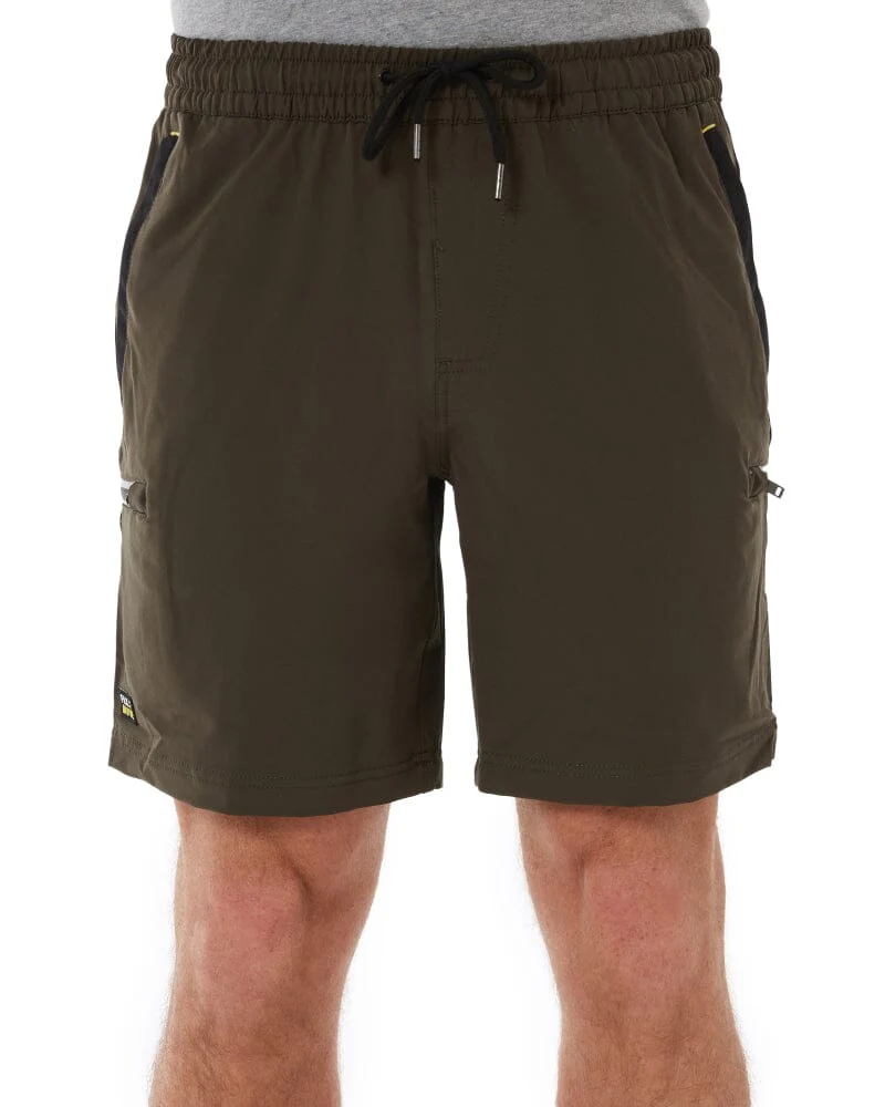 Flex and Move Tradie 4 Way Stretch Elastic Waist Cargo Short - Green