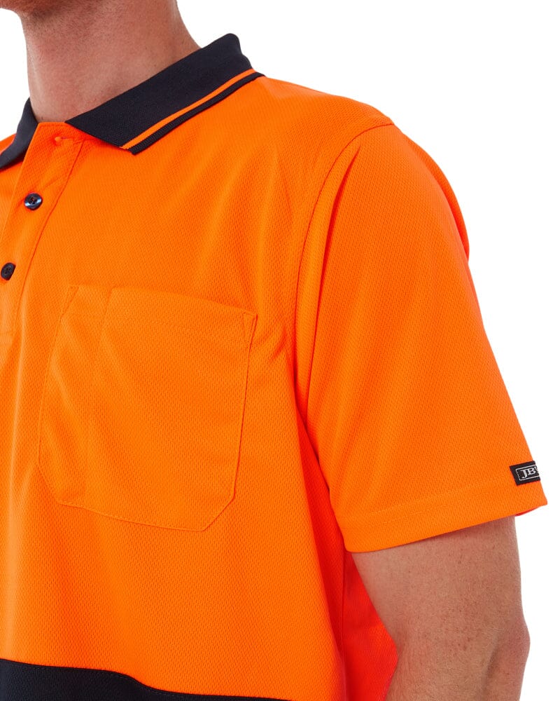 Hi Vis Non Cuff Traditional Polo - Orange/Navy