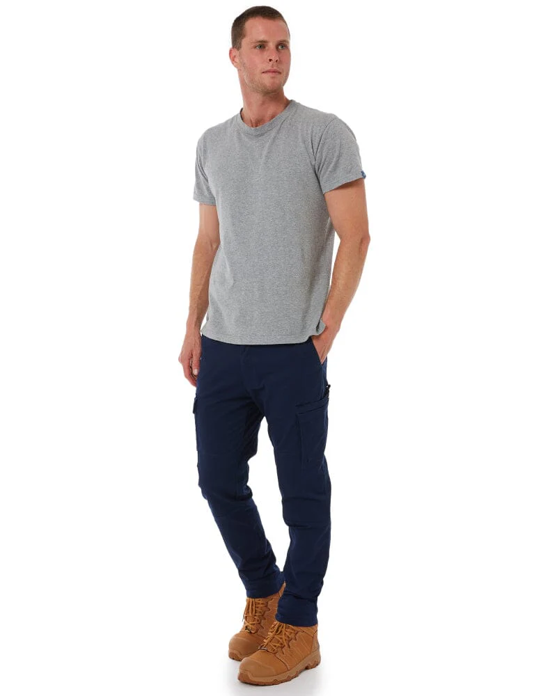 Elastic Waist Cuffed Pant - Navy