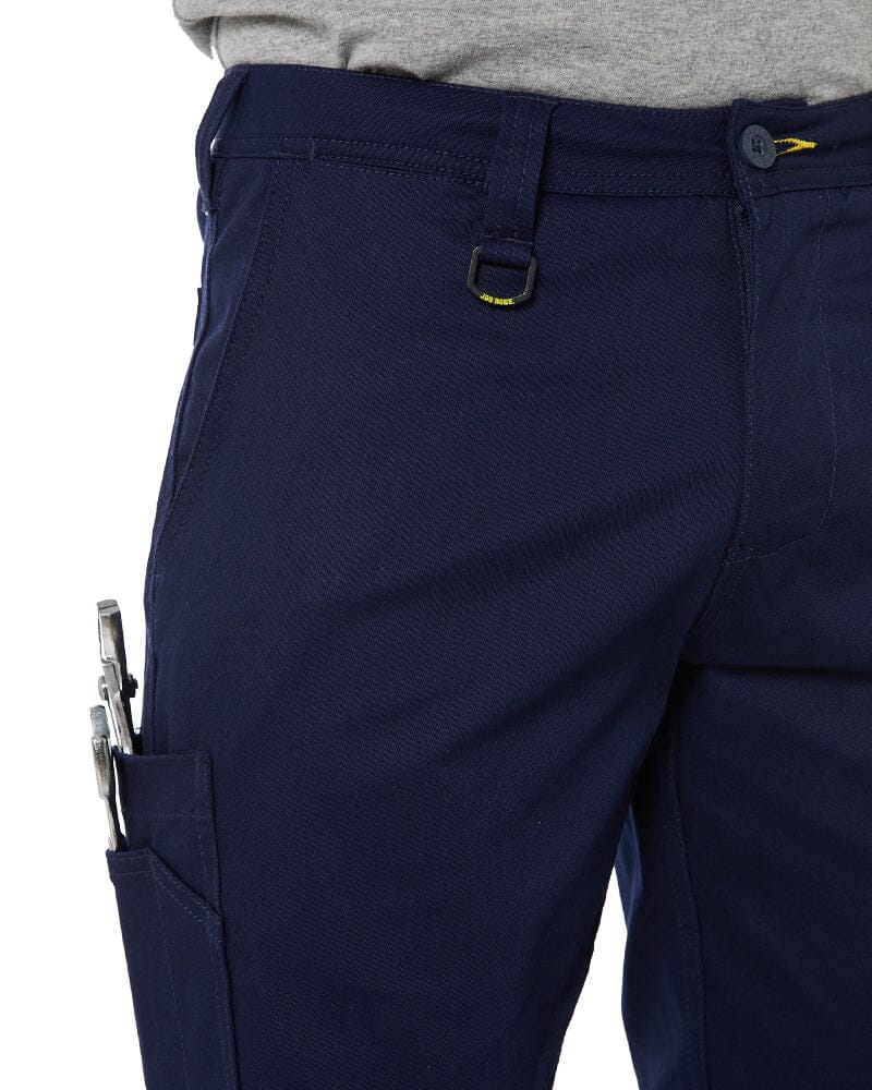 Stretch Cotton Drill Cargo Cuffed Pants - Navy