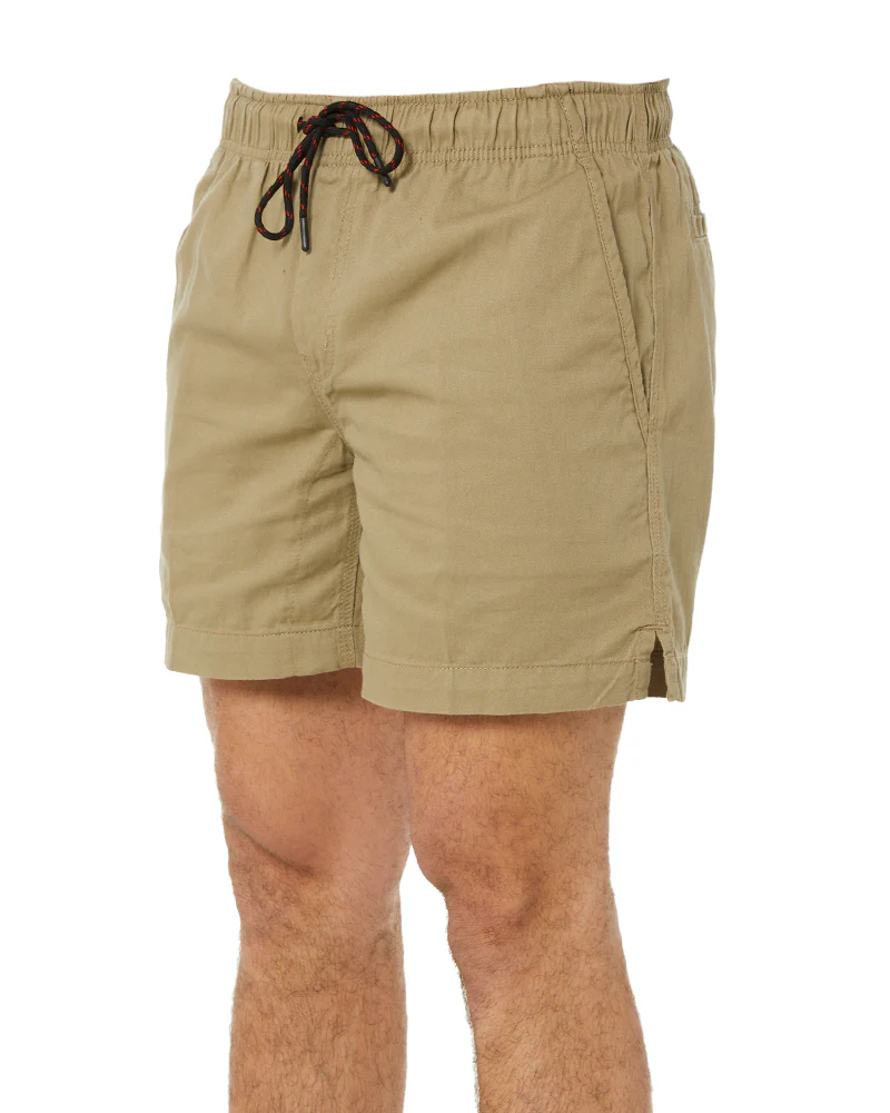 Light Weight Elastic Waist Utility Short - Khaki