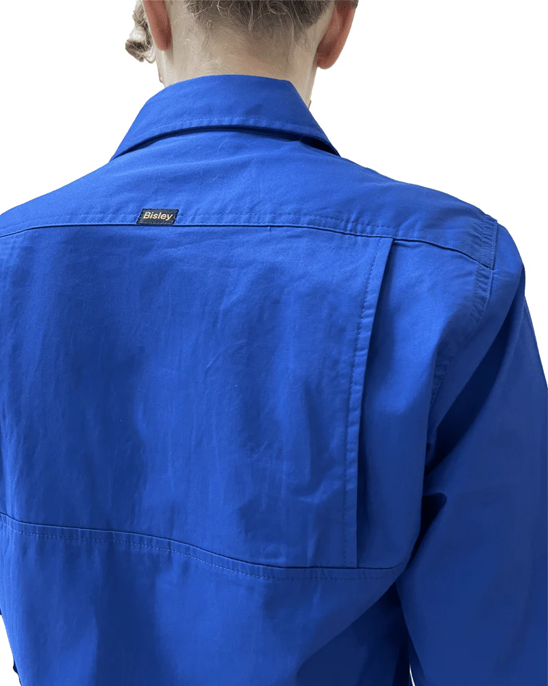 Womens Closed Front Lightweight LS Drill Shirt - Royal