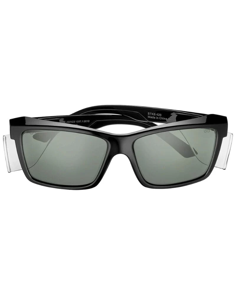 STKS 420 Polarised Safety Glasses - Black/Smoke